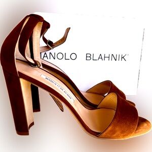 Chocolate Suede Manolo Strappy Sandals